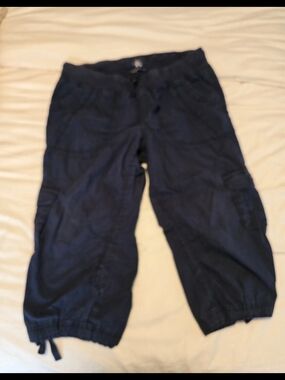 Calvin Klein Womens Plus Cargo Capri Pull On Pants -Navy-US XXL Excellent Cond